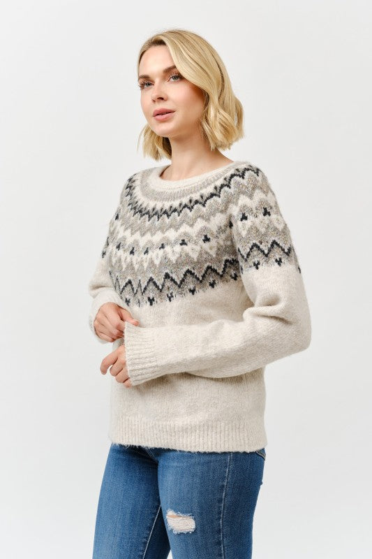 Round Neck Embellished Knit Sweater