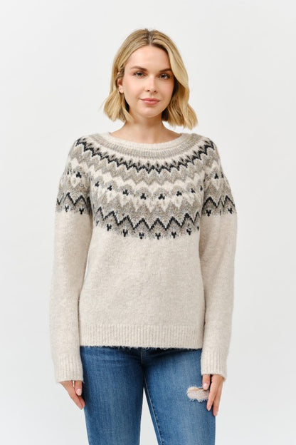 Round Neck Embellished Knit Sweater