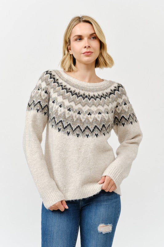 Round Neck Embellished Knit Sweater