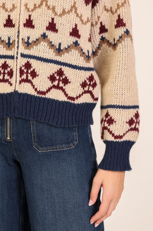 Aspen Nordic Zip Knit Sweater