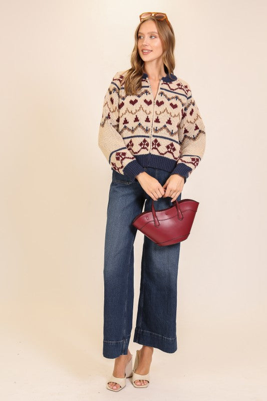 Aspen Nordic Zip Knit Sweater