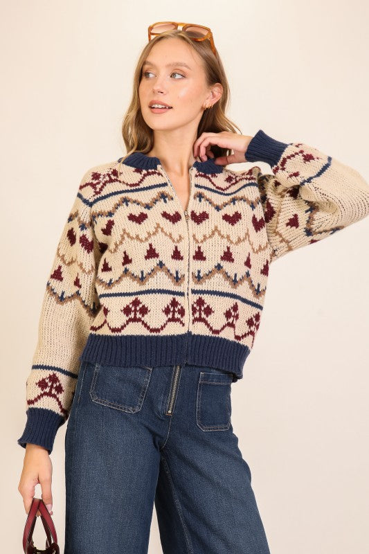 Aspen Nordic Zip Knit Sweater