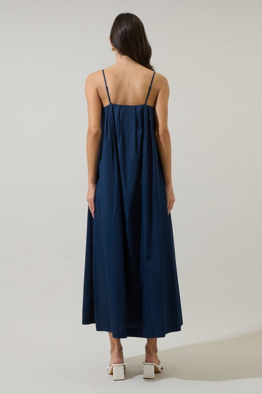 Melly Pleated Bow Maxi Dress
