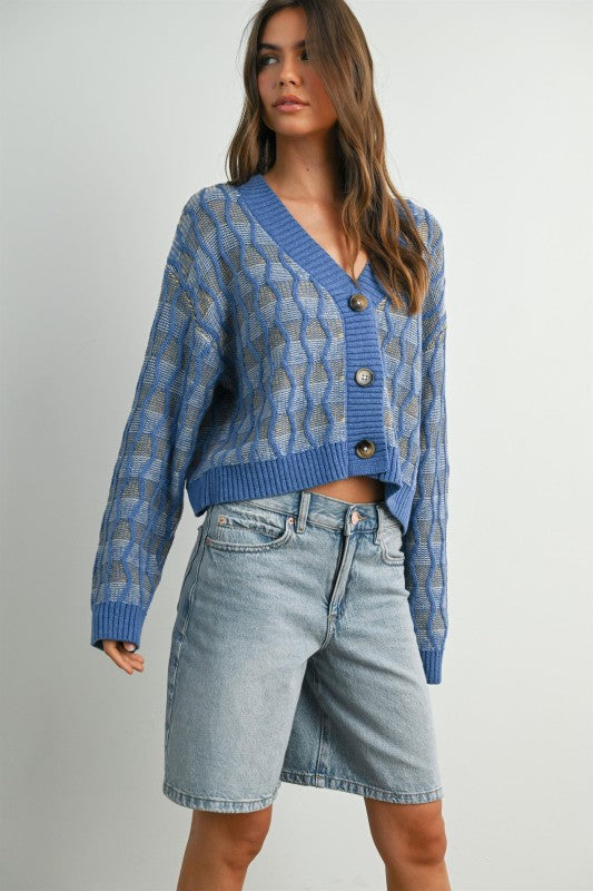 Geometric V-neck Sweater