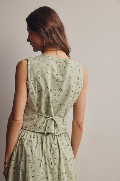 Eyelet Button-front Top