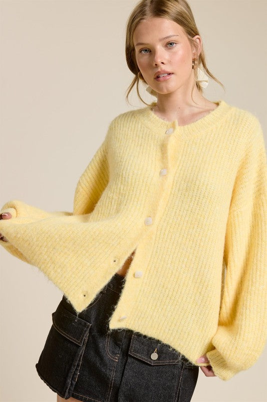 Balloon Sleeve Knit Cardigan