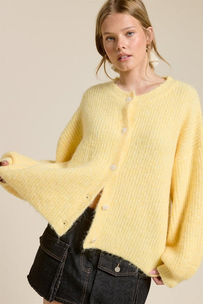 Balloon Sleeve Knit Cardigan