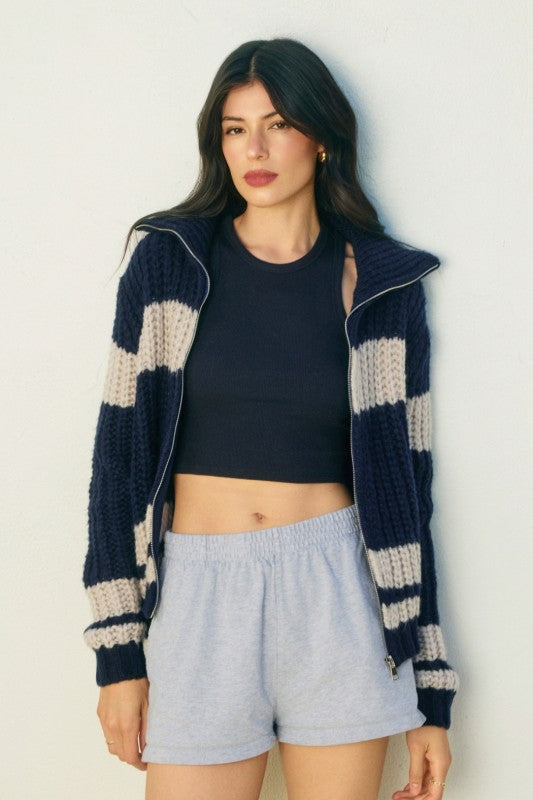 Striped Sweater Jacket