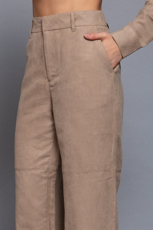 Suede Straight Leg Pants