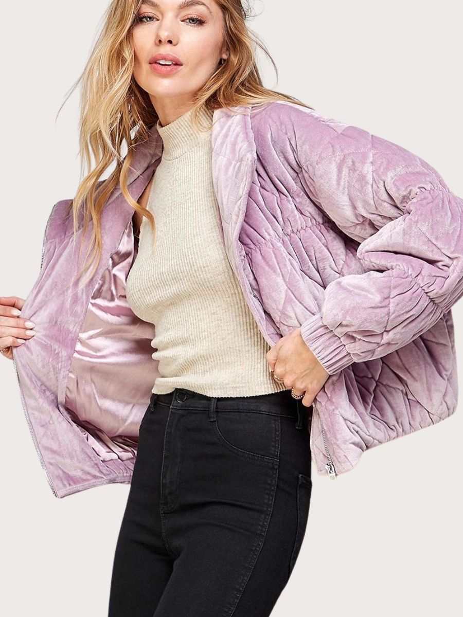 Velvet Quilted Puffer Jacket