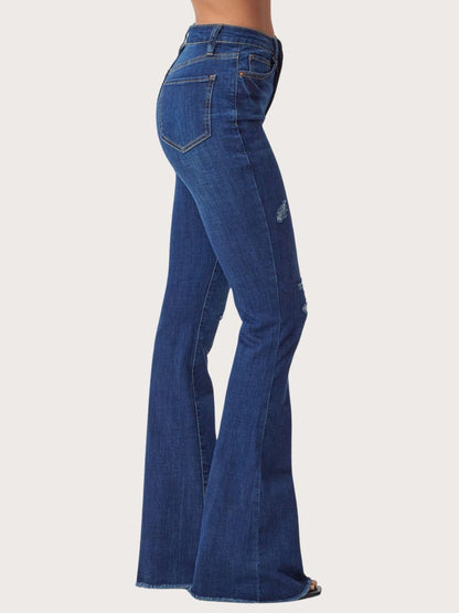 High-Rise Flare Jean With Frayed Hem
