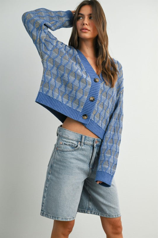 Geometric V-neck Sweater
