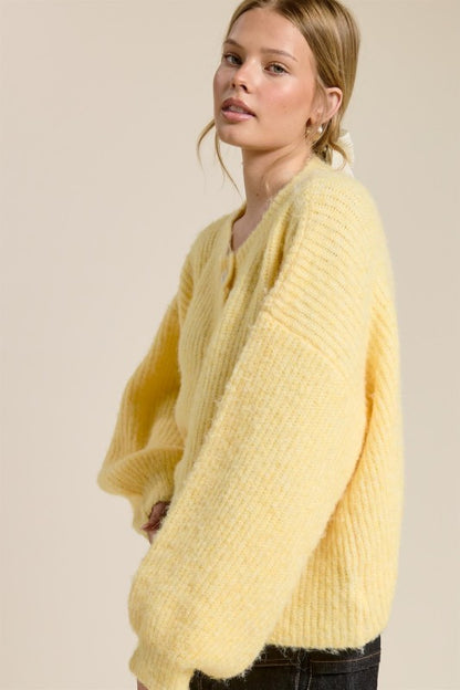 Balloon Sleeve Knit Cardigan
