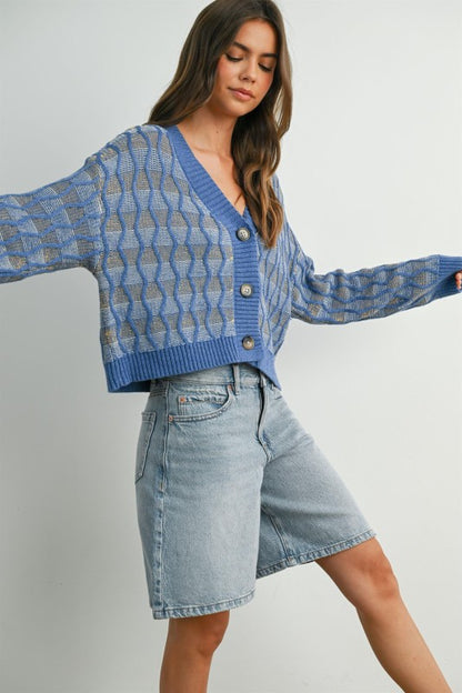 Geometric V-neck Sweater