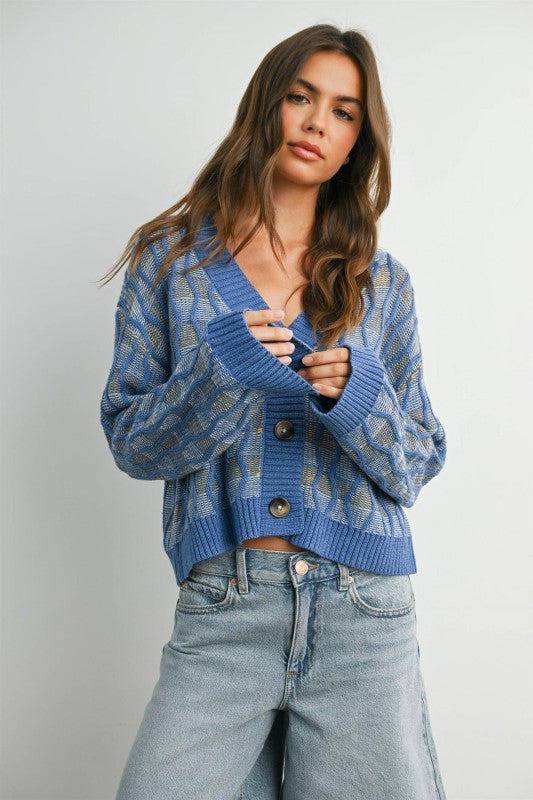 Geometric V-neck Sweater