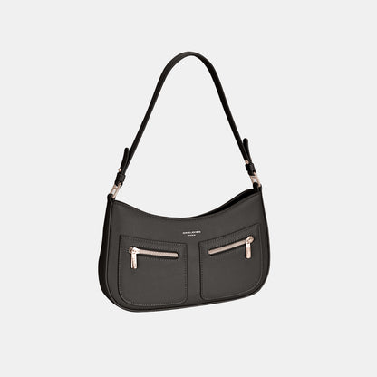 Front Double Zip Design PU Leather Shoulder Bag