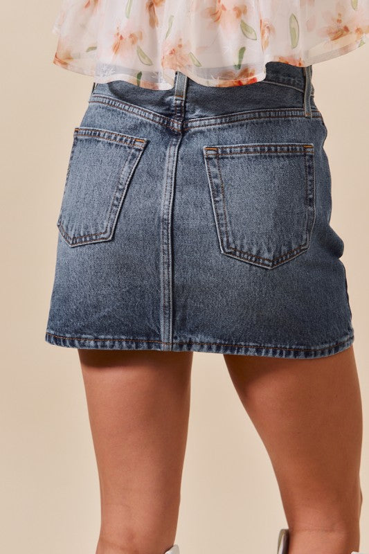 Washed Denim Mini Skirt
