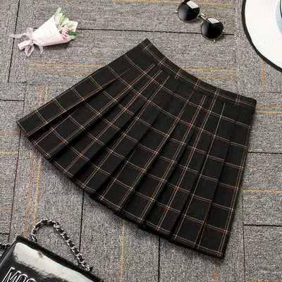 Wool Plaid Side Zip Skirt
