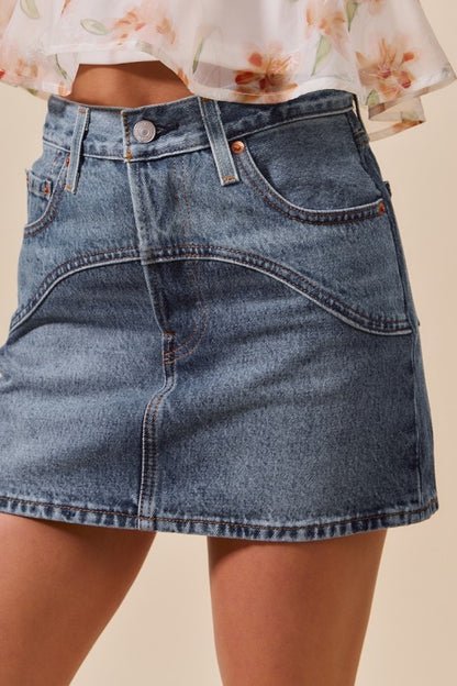 Washed Denim Mini Skirt