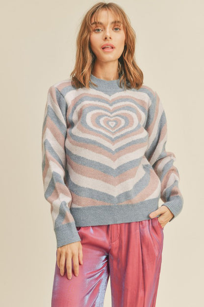 Heart Knit Pattern Sweater