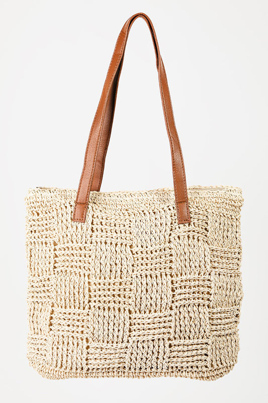 Braided Faux Leather Strap Tote Bag