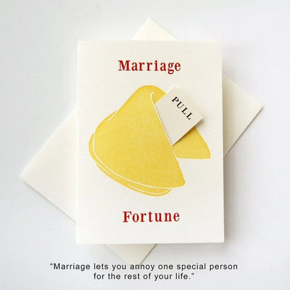 Letterpress Marriage and Wedding Congratulations card- Fortune Cookie