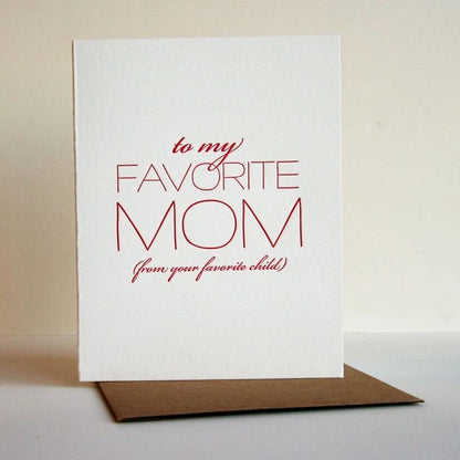 Letterpress Mother's Day card - Favorite Mom
