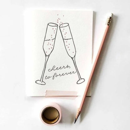 Letterpress Wedding Marriage Congratulations card - Cheers To Forever