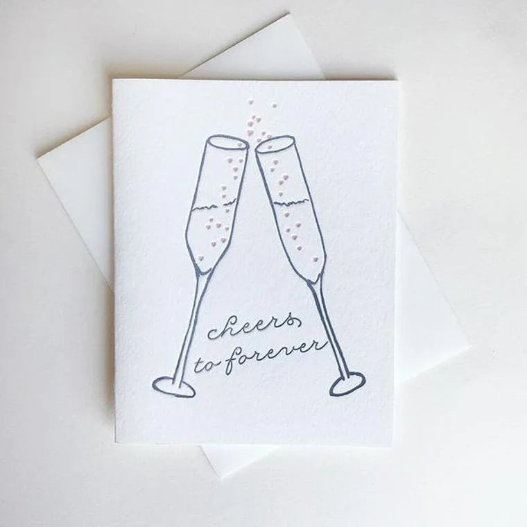 Letterpress Wedding Marriage Congratulations card - Cheers To Forever